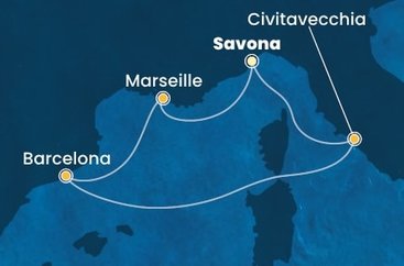 Itálie, Francie, Španělsko ze Savony na lodi Costa Smeralda
