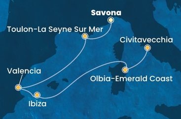 Itálie, Francie, Španělsko ze Savony na lodi Costa Pacifica