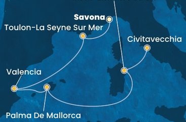 Itálie, Francie, Španělsko ze Savony na lodi Costa Pacifica