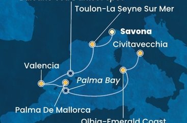 Itálie, Francie, Španělsko ze Savony na lodi Costa Pacifica