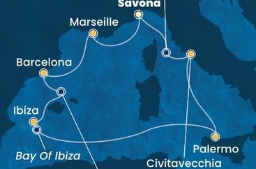 Itálie, Francie, Španělsko ze Savony na lodi Costa Toscana