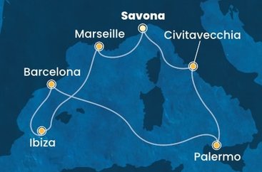 Itálie, Francie, Španělsko ze Savony na lodi Costa Smeralda