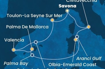 Itálie, Francie, Španělsko ze Savony na lodi Costa Pacifica