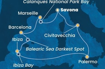 Itálie, Francie, Španělsko, Sicílie ze Savony na lodi Costa Smeralda