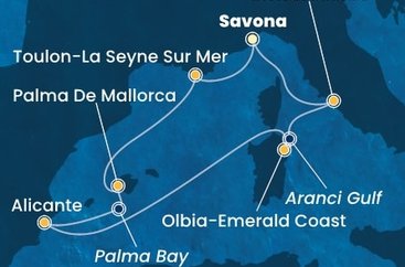 Itálie, Francie, Španělsko ze Savony na lodi Costa Pacifica