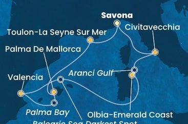 Itálie, Francie, Španělsko ze Savony na lodi Costa Pacifica