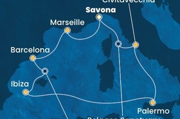 Itálie, Francie, Španělsko ze Savony na lodi Costa Toscana
