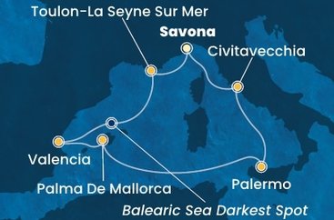 Itálie, Francie, Španělsko ze Savony na lodi Costa Pacifica