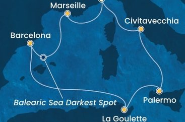 Itálie, Francie, Španělsko, Tunisko ze Savony na lodi Costa Pacifica