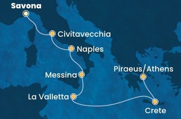 Itálie, Malta, Řecko ze Savony na lodi Costa Pacifica