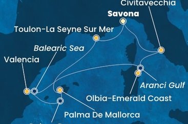 Itálie, Francie, Španělsko,  ze Savony na lodi Costa Pacifica