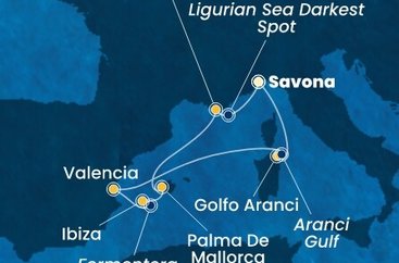 Itálie, Španělsko, Francie,  ze Savony na lodi Costa Fascinosa