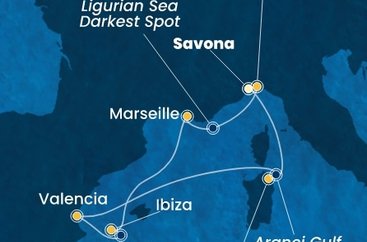 Itálie, Španělsko, Francie,  ze Savony na lodi Costa Fascinosa