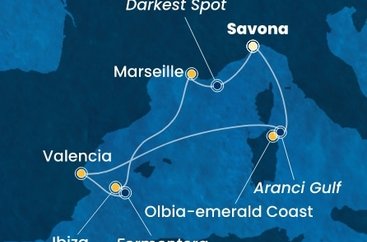 Itálie, Španělsko, Francie,  ze Savony na lodi Costa Fascinosa