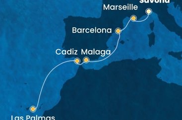 Itálie, Francie, Španělsko ze Savony na lodi Costa Smeralda
