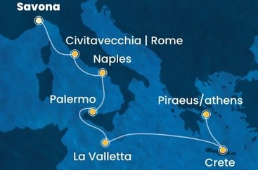 Itálie, Malta, Řecko ze Savony na lodi Costa Pacifica