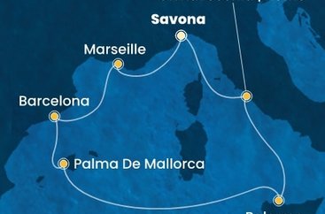 Itálie, Francie, Španělsko ze Savony na lodi Costa Toscana