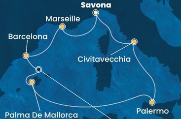 Itálie, Francie, Španělsko ze Savony na lodi Costa Smeralda