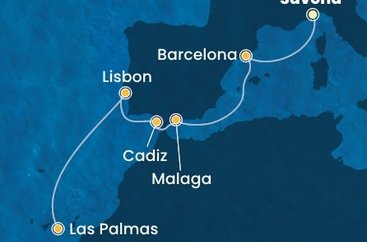 Itálie, Španělsko, Portugalsko ze Savony na lodi Costa Diadema