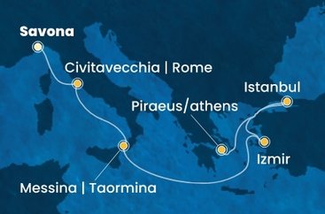 Turecko, Řecko, Malta, Itálie, Španělsko, Francie z Istanbulu na lodi Costa Fortuna