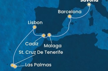 Itálie, Španělsko, Portugalsko ze Savony na lodi Costa Diadema
