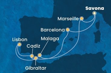 Itálie, Španělsko, Velká Británie, Portugalsko, Francie ze Savony na lodi Costa Pacifica
