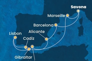 Itálie, Španělsko, Portugalsko, Velká Británie, Francie ze Savony na lodi Costa Diadema