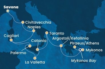 Itálie, Malta, Řecko ze Savony na lodi Costa Serena