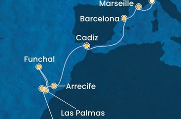 Itálie, Španělsko, Maroko, Velká Británie, Francie ze Savony na lodi Costa Fascinosa