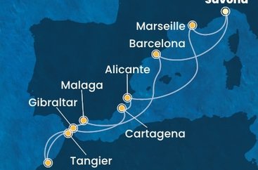 Itálie, Španělsko, Maroko, Velká Británie, Francie ze Savony na lodi Costa Pacifica