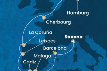 Itálie, Španělsko, Portugalsko, Francie, Německo ze Savony na lodi Costa Favolosa