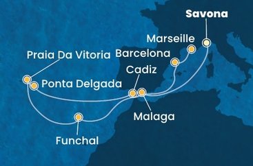 Itálie, Španělsko, Portugalsko, Francie ze Savony na lodi Costa Fortuna