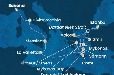Itálie, Malta, Řecko, Turecko ze Savony na lodi Costa Fortuna
