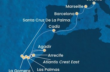 Itálie, Francie, Španělsko, Gran Canaria, La Gomera, La Palma, Tenerife, Maroko ze Savony na lodi Costa Fortuna