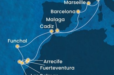 Itálie, Španělsko, Portugalsko, Francie ze Savony na lodi Costa Fortuna