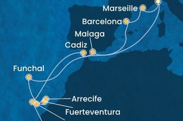 Itálie, Španělsko, Portugalsko, Francie ze Savony na lodi Costa Fortuna