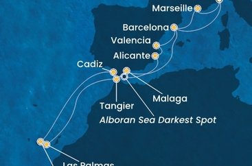 Itálie, Francie, Španělsko, Tenerife, Gran Canaria, Maroko,  ze Savony na lodi Costa Toscana
