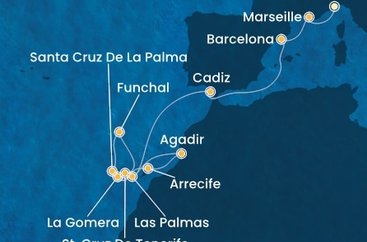 Itálie, Francie, Španělsko, Maroko, Portugalsko ze Savony na lodi Costa Fortuna