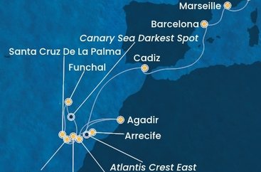 Itálie, Francie, Španělsko, , Maroko, Portugalsko ze Savony na lodi Costa Fortuna