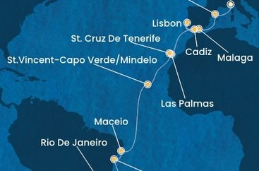 Itálie, Španělsko, Portugalsko, Kapverdy, Brazílie ze Savony na lodi Costa Diadema