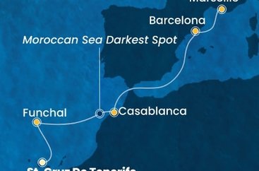 Španělsko, Portugalsko, , Maroko, Francie z Tenerife na lodi Costa Fortuna