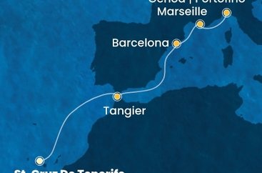 Španělsko, Maroko, Francie, Itálie z Tenerife na lodi Costa Smeralda