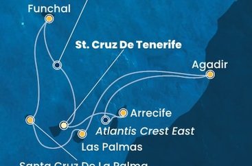 Tenerife, Španělsko, Maroko, Gran Canaria, La Palma, Madeira z Tenerife na lodi Costa Fortuna