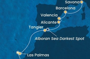 Tenerife, Gran Canaria, Maroko, , Španělsko, Itálie z Tenerife na lodi Costa Toscana