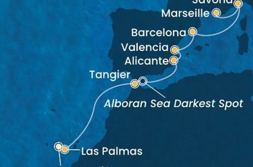 Španělsko, Maroko, , Itálie, Francie z Tenerife na lodi Costa Toscana