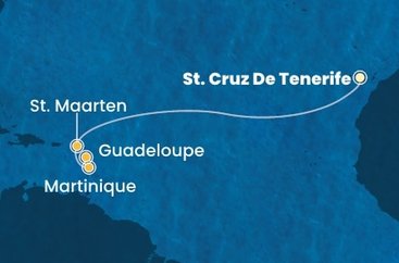 Španělsko, Svatý Martin, Martinik, Guadeloupe z Tenerife na lodi Costa Fascinosa