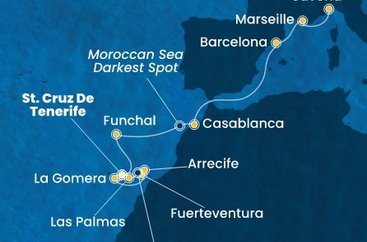 Španělsko, La Gomera, Portugalsko, Maroko, Francie, Itálie z Tenerife na lodi Costa Fortuna