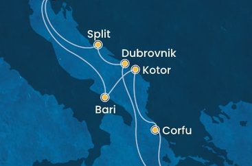 Itálie, Černá Hora, Řecko, Chorvatsko na lodi Costa Deliziosa
