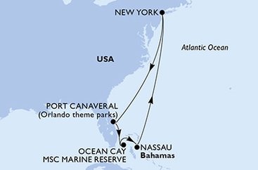 USA - Východní pobřeží, USA, Bahamy z New Yorku na lodi MSC Meraviglia