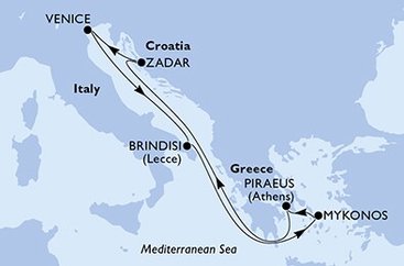 Itálie, Řecko, Chorvatsko z Benátek na lodi MSC Sinfonia
